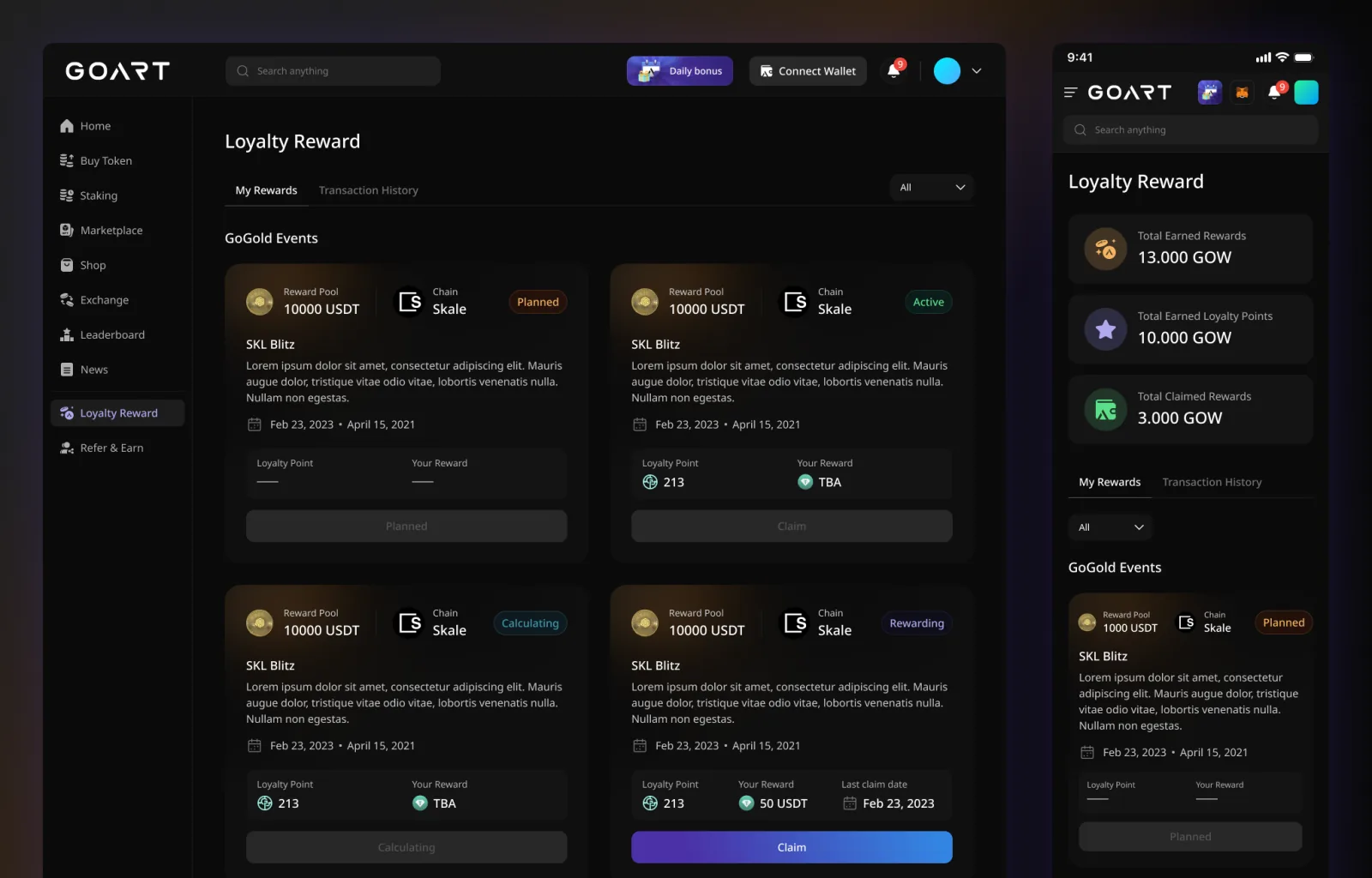 GoArt Worlds marketplace — loyalty reward